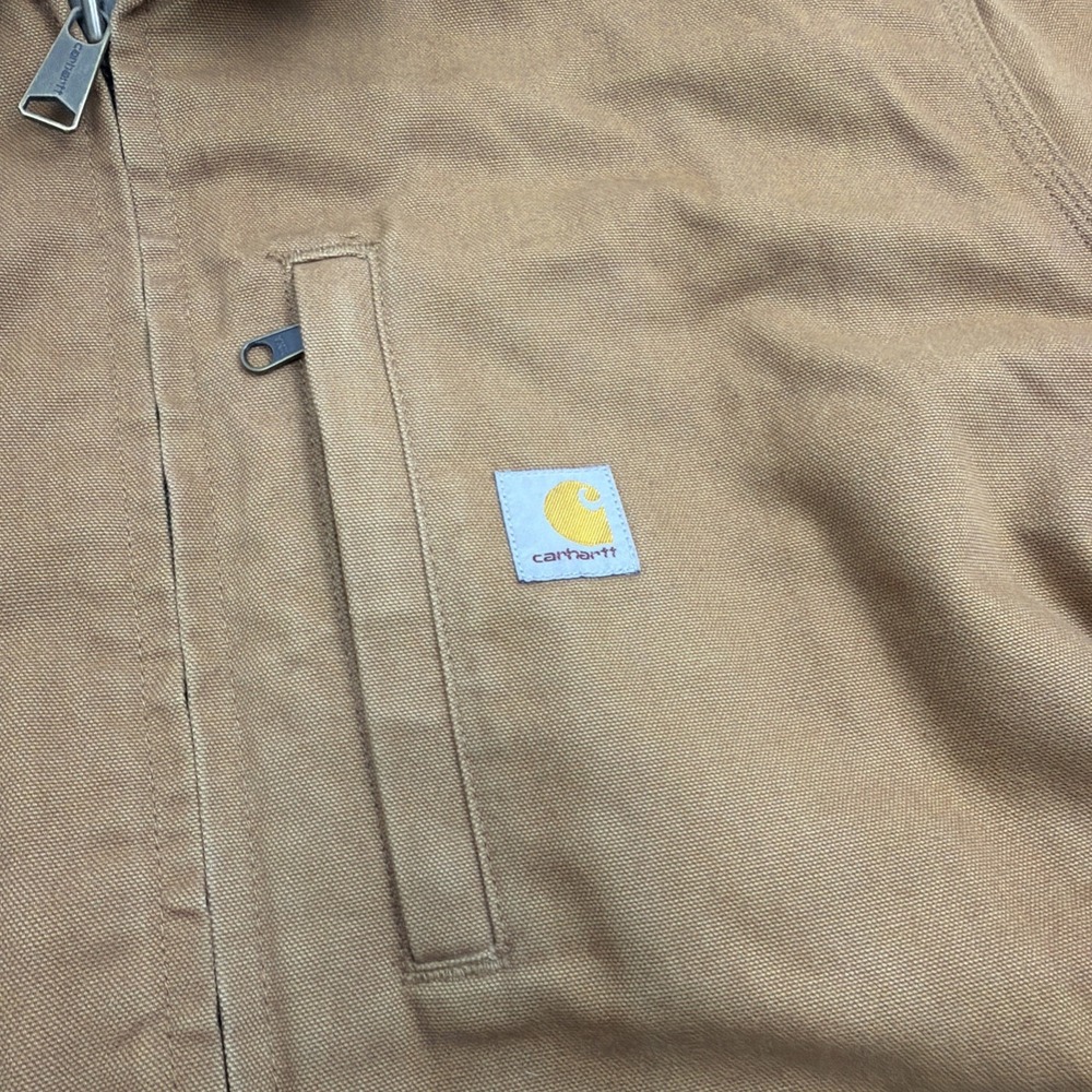 Carhartt Loose Fit Men XL Duck Canvas Sherpa Lined Jacket 0C4293-M Logo Brown - Picture 3 of 10